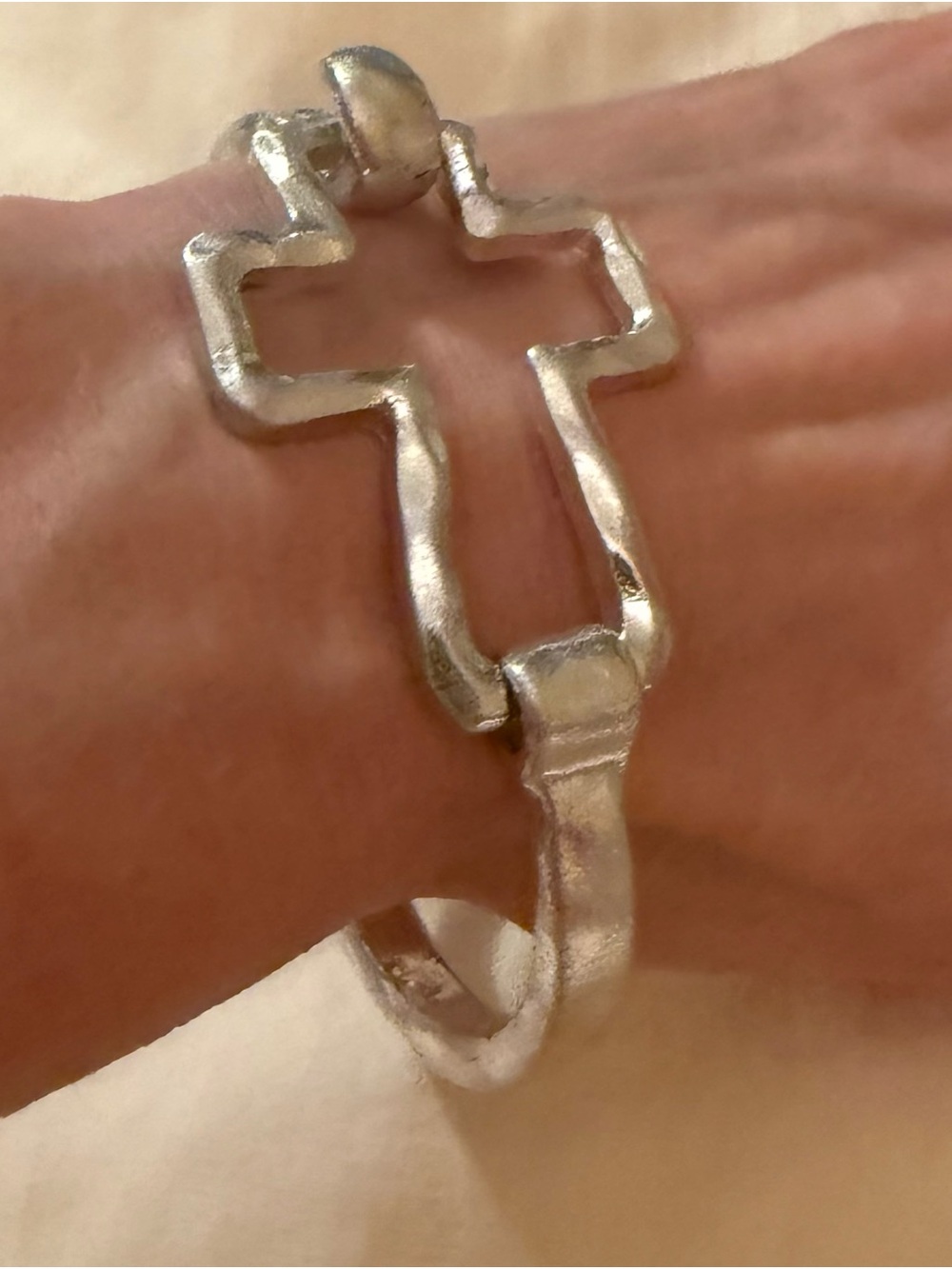 Chunky Silver Cross-Link Bracelet